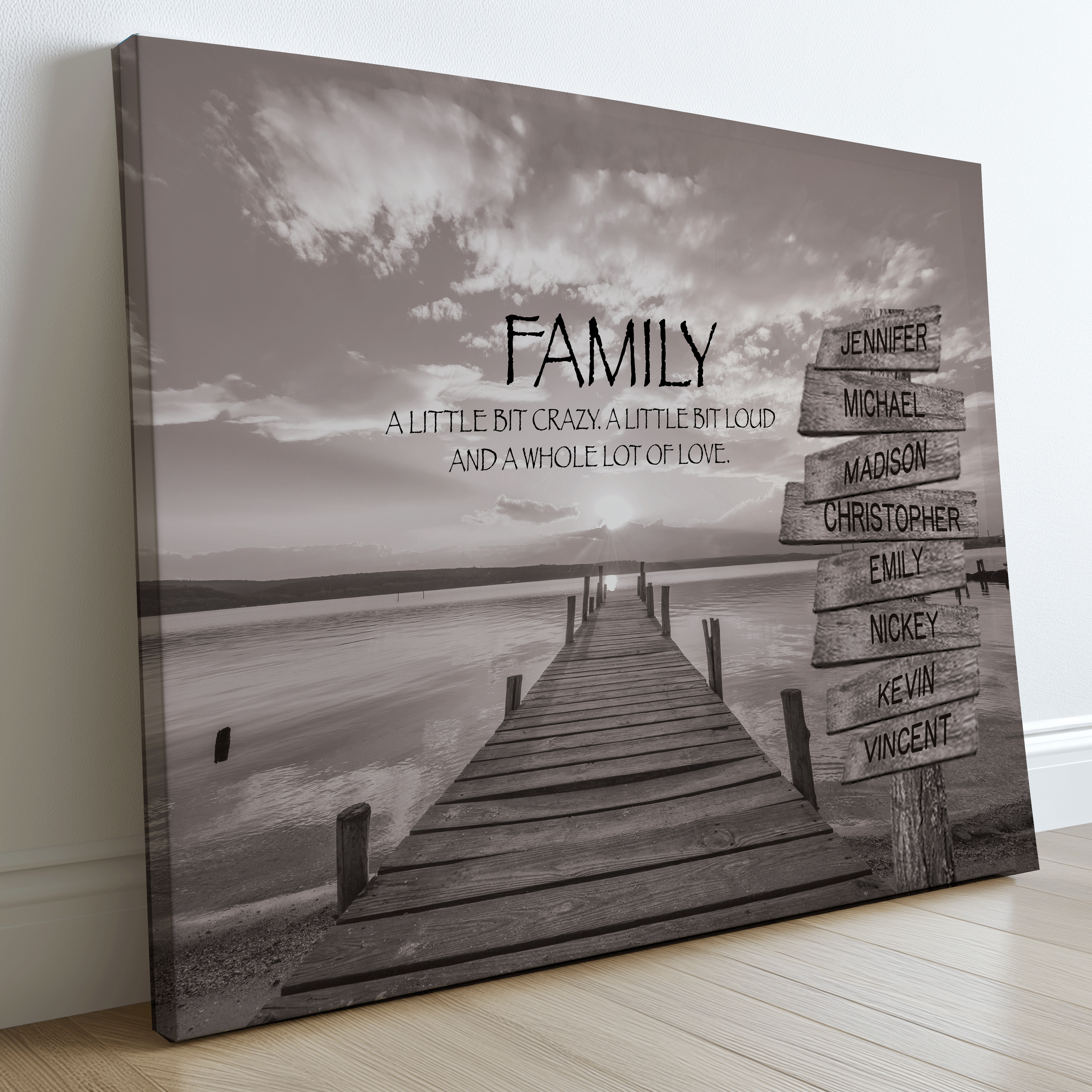 Family Lake Dock - Multi-Names Premium Custom Canvas Wall Art