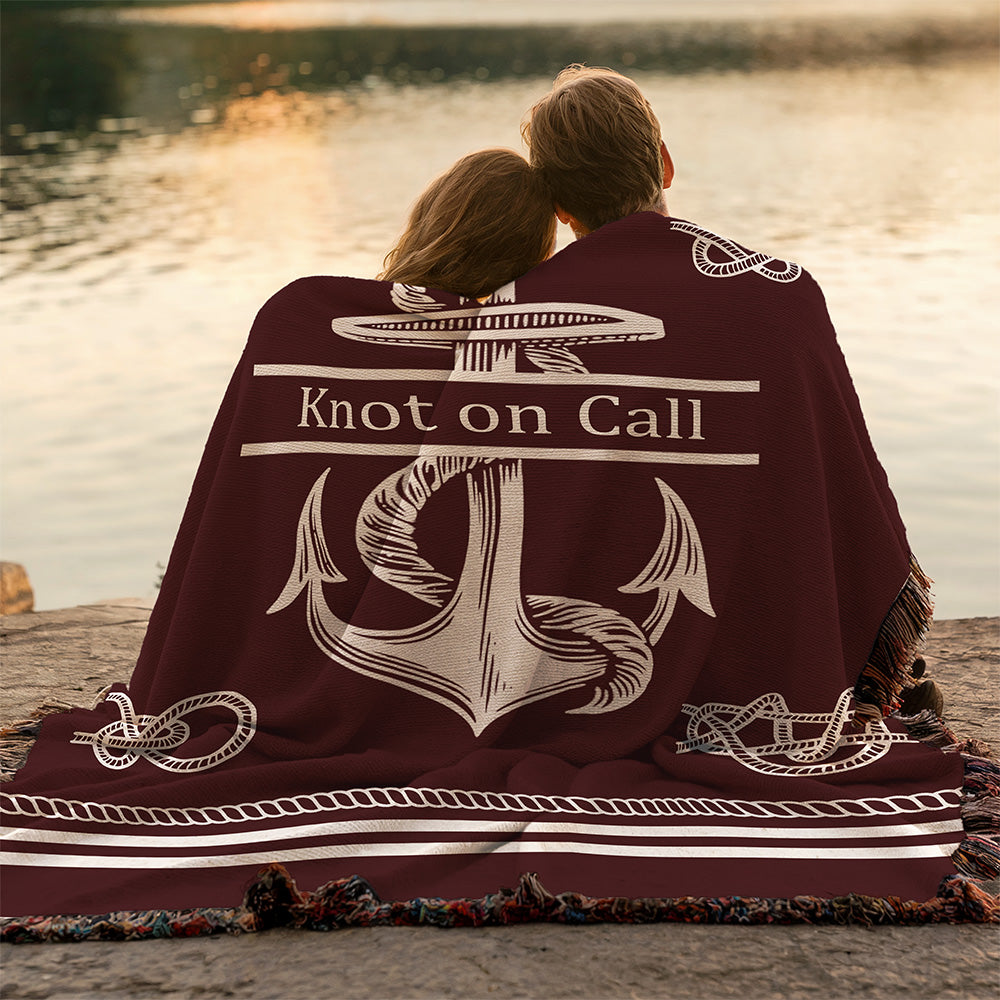 Personalized Nautical Knots Woven Blanket Custom Boat Name Throw