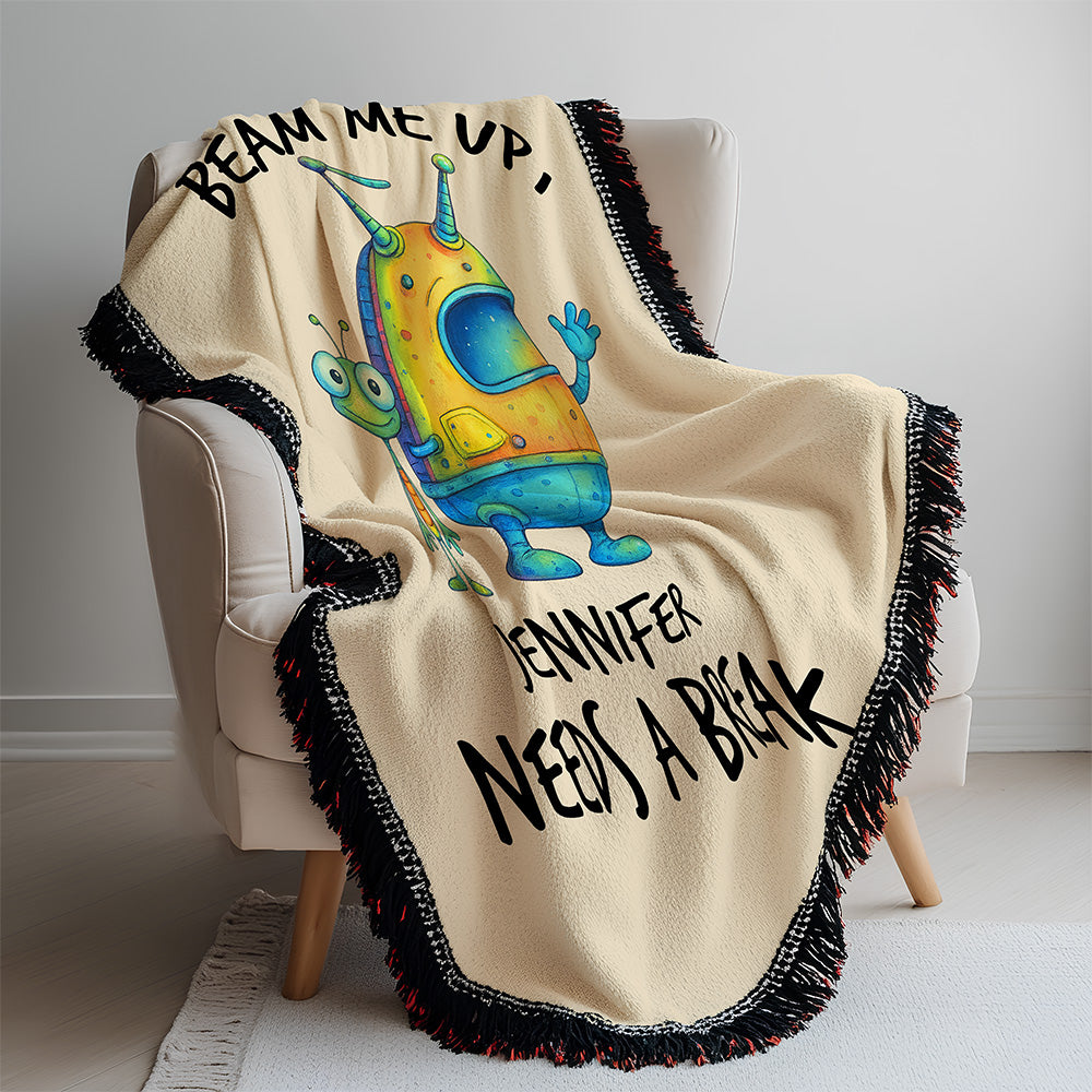 Personalized Alien “Beam Me Up” Woven Blanket Custom Funny Gift Throw (Copy)