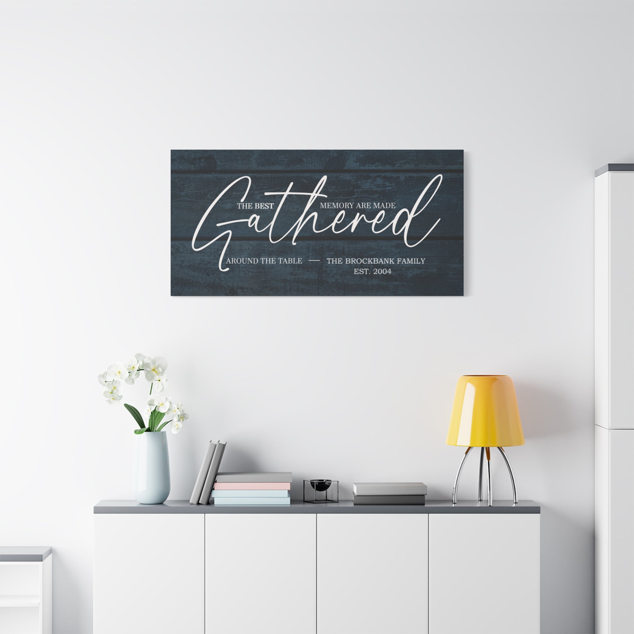 Best Memories Made Gathered Around Table - Blue - Premium Custom Canvas Wall Art