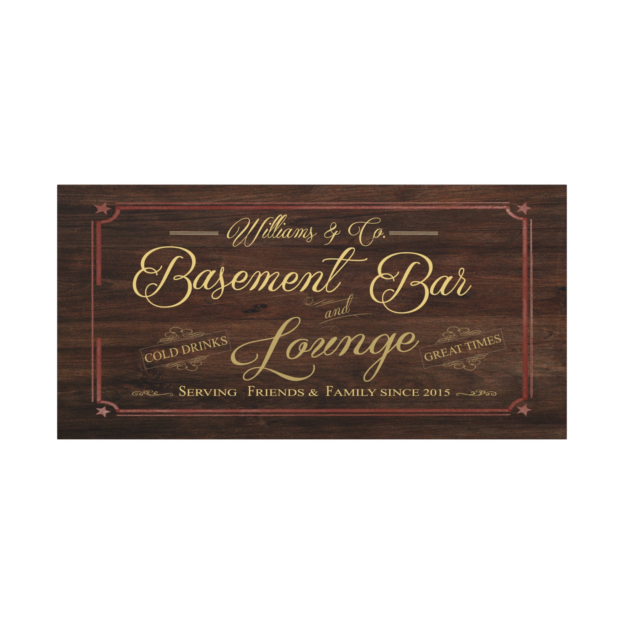 Basement Bar Lounge - Oak Wood Texas Star -Family Premium Custom Canvas Wall Art