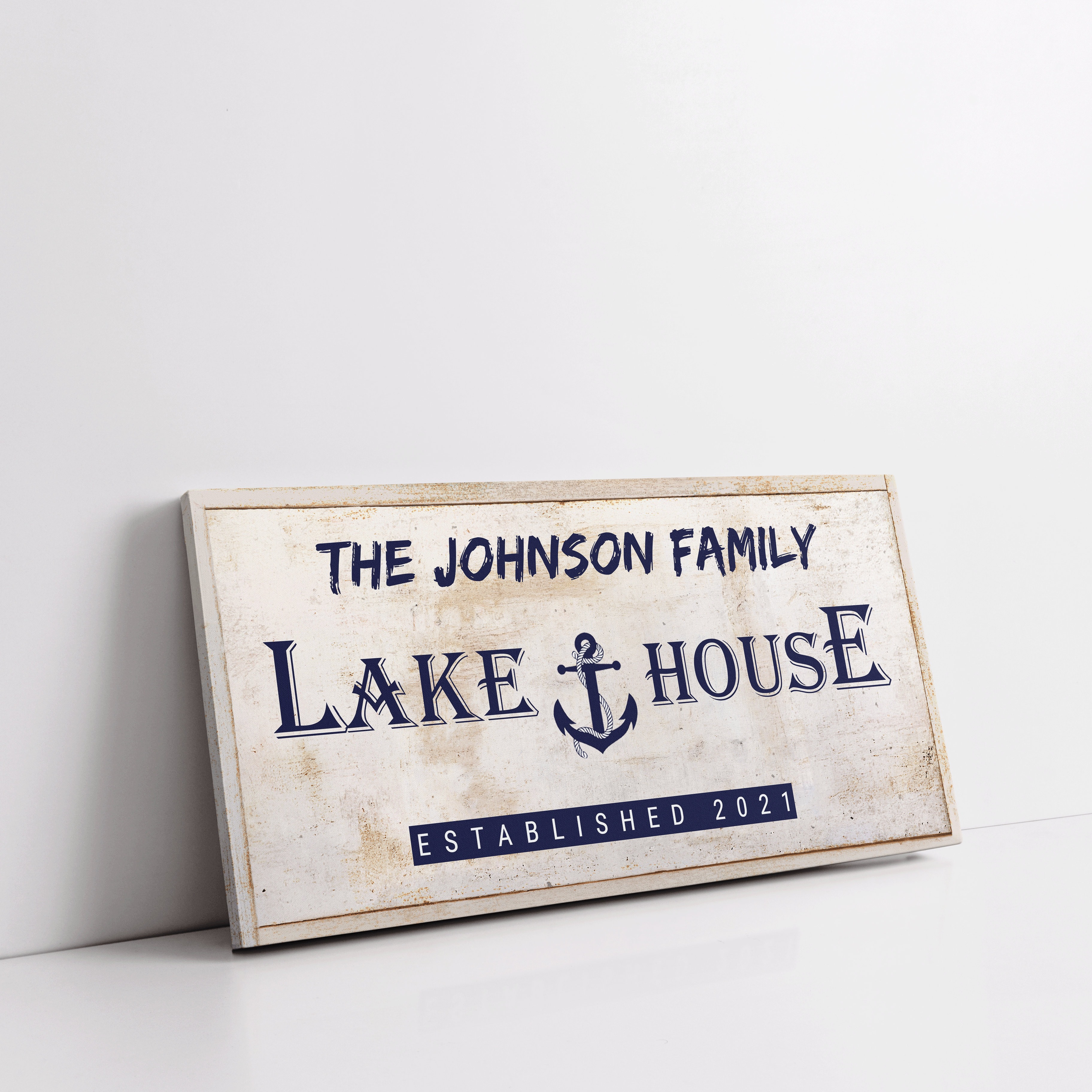 Lake House Anchor-Tan-Family Premium Custom Canvas Wall Art