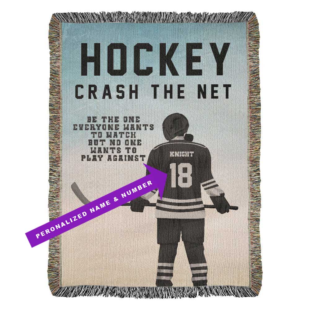 Personalized Girls Hockey Woven Blanket Custom Gift for Hockey Players Throw
