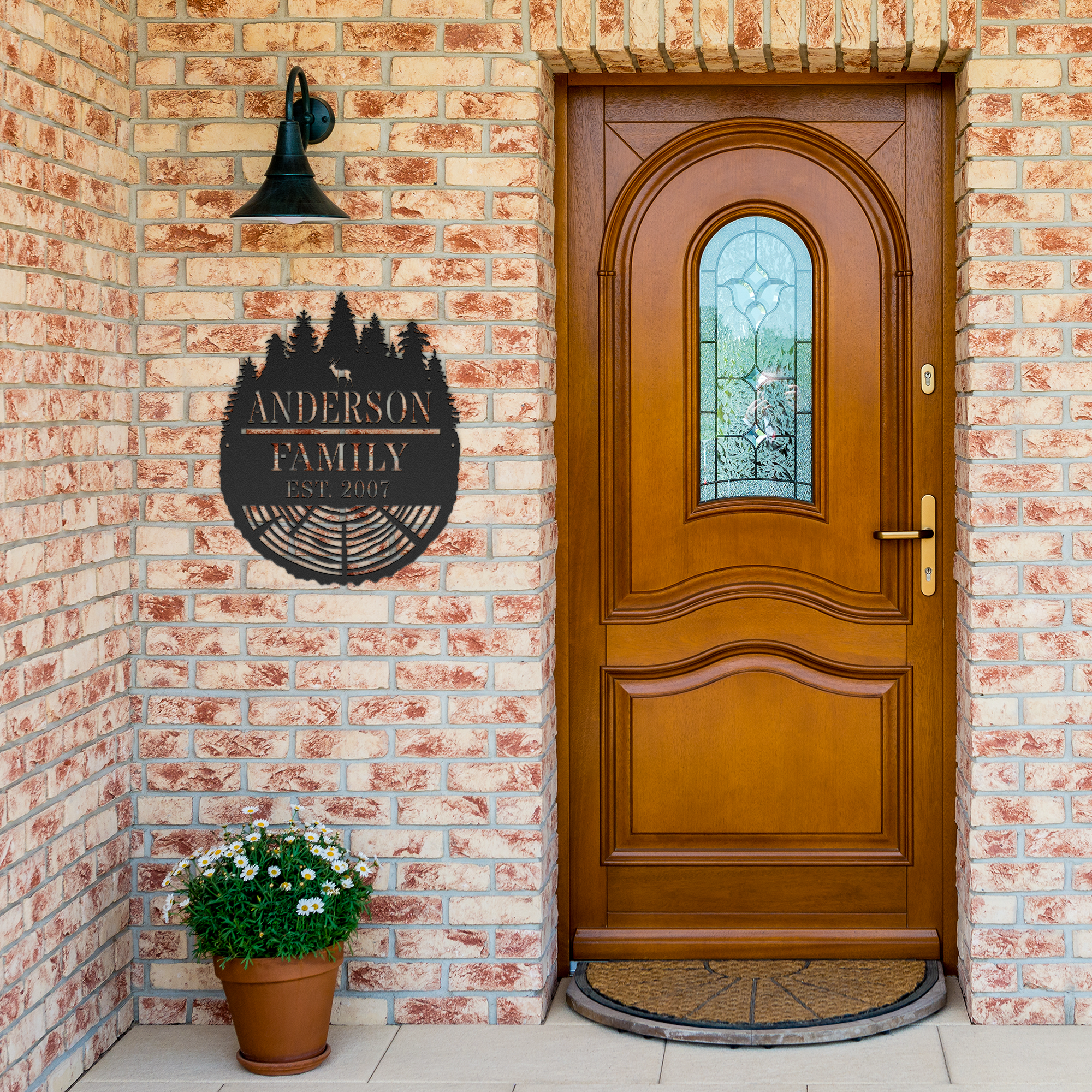 Personalized_Tree_Stump_Metal_Sign__C_Black_Brick_Entrance_Mockup.png