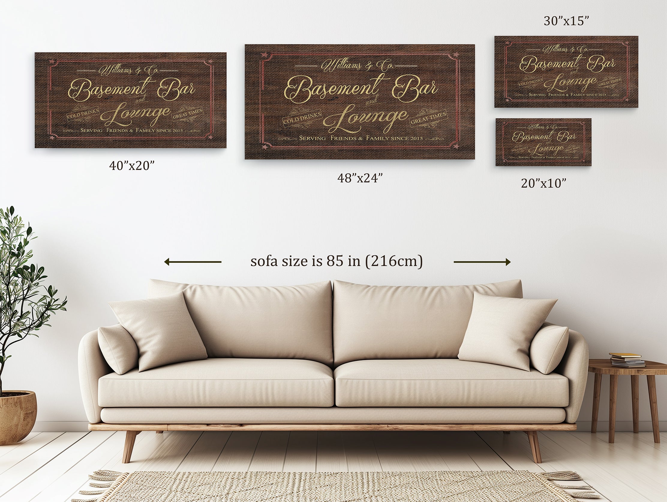 Basement Bar Lounge - Oak Wood Texas Star -Family Premium Custom Canvas Wall Art