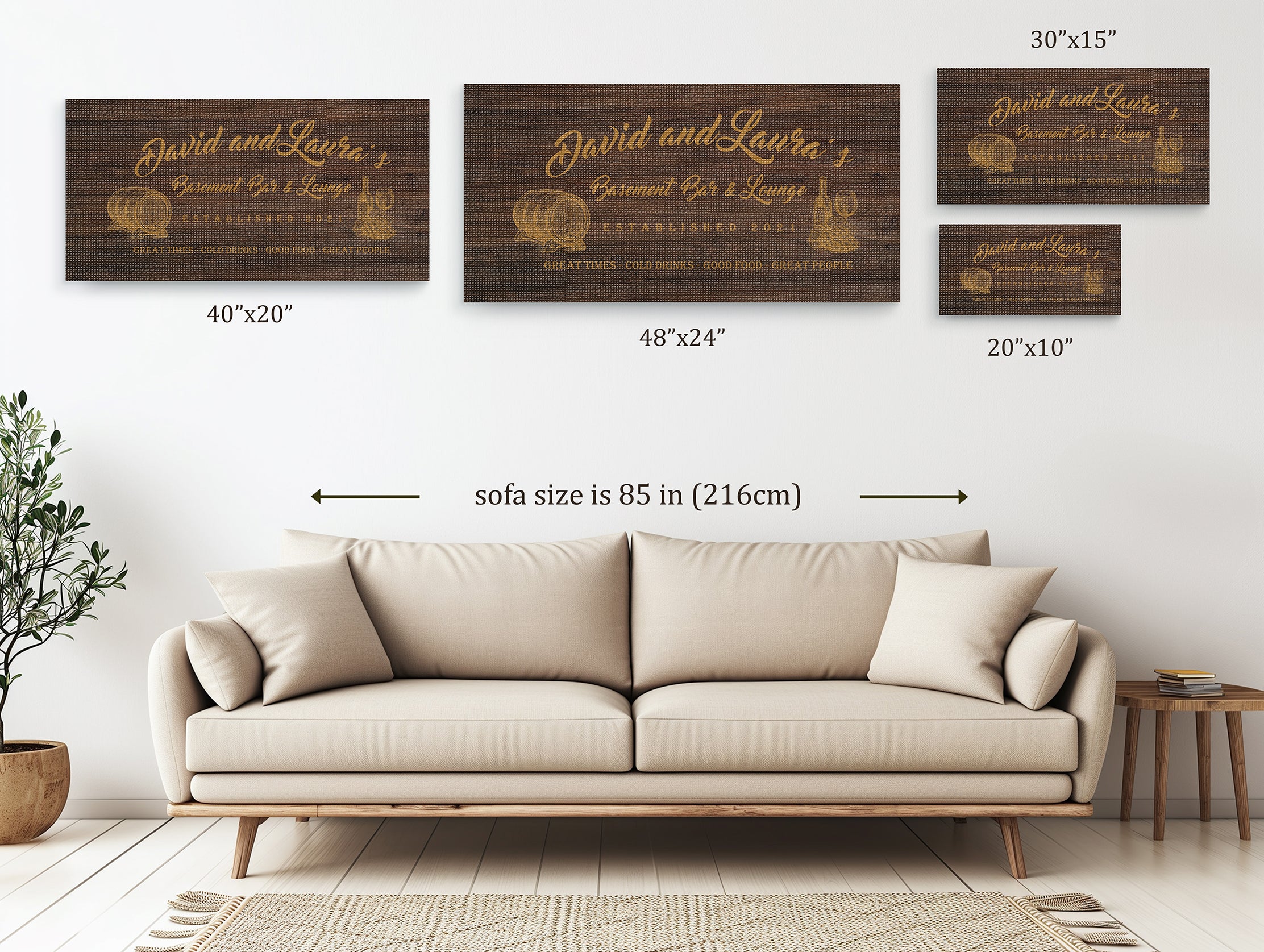 Basement Bar Lounge - Oak Wood -Family Premium Custom Canvas Wall Art