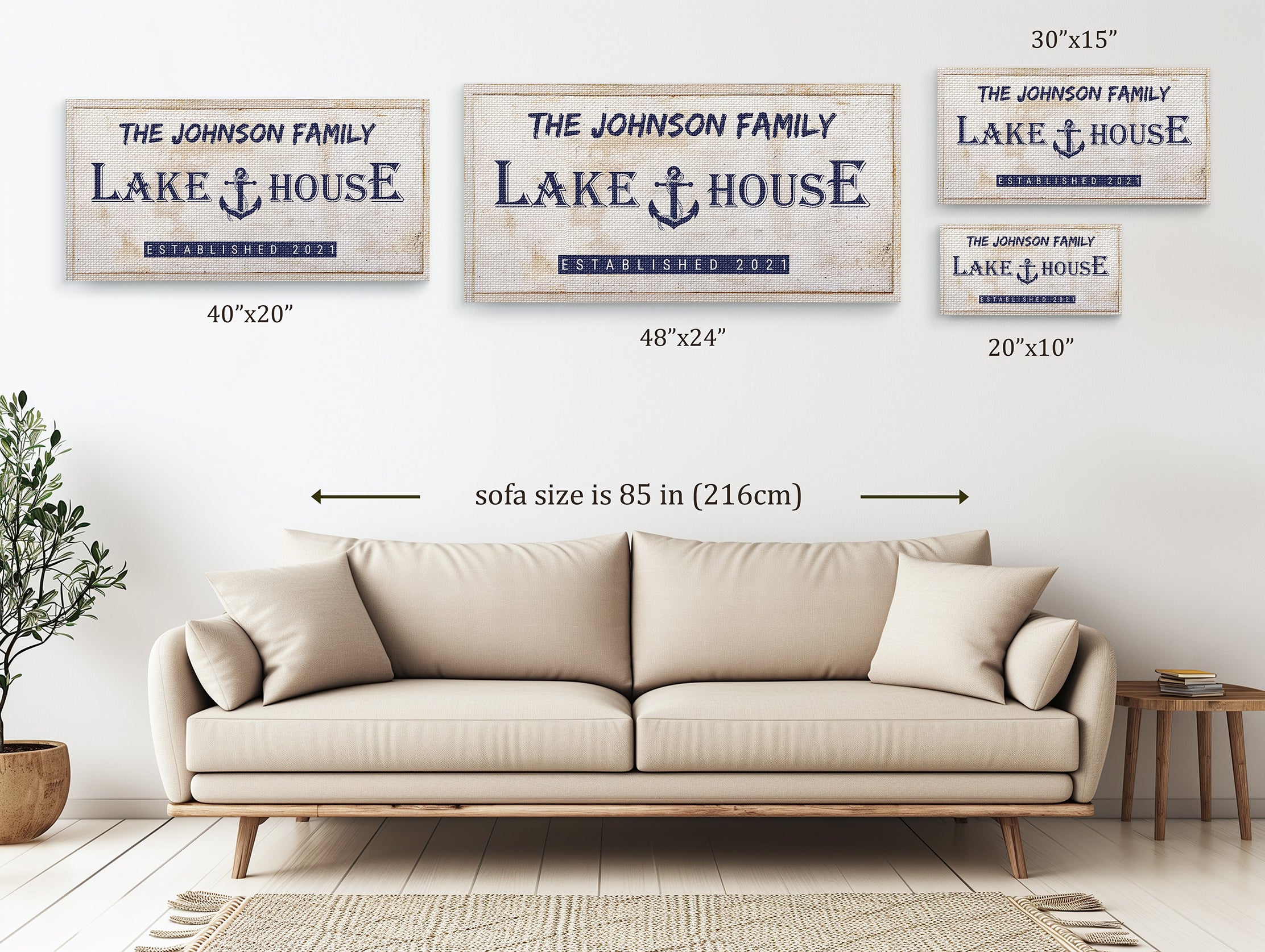 Lake House Anchor-Tan-Family Premium Custom Canvas Wall Art