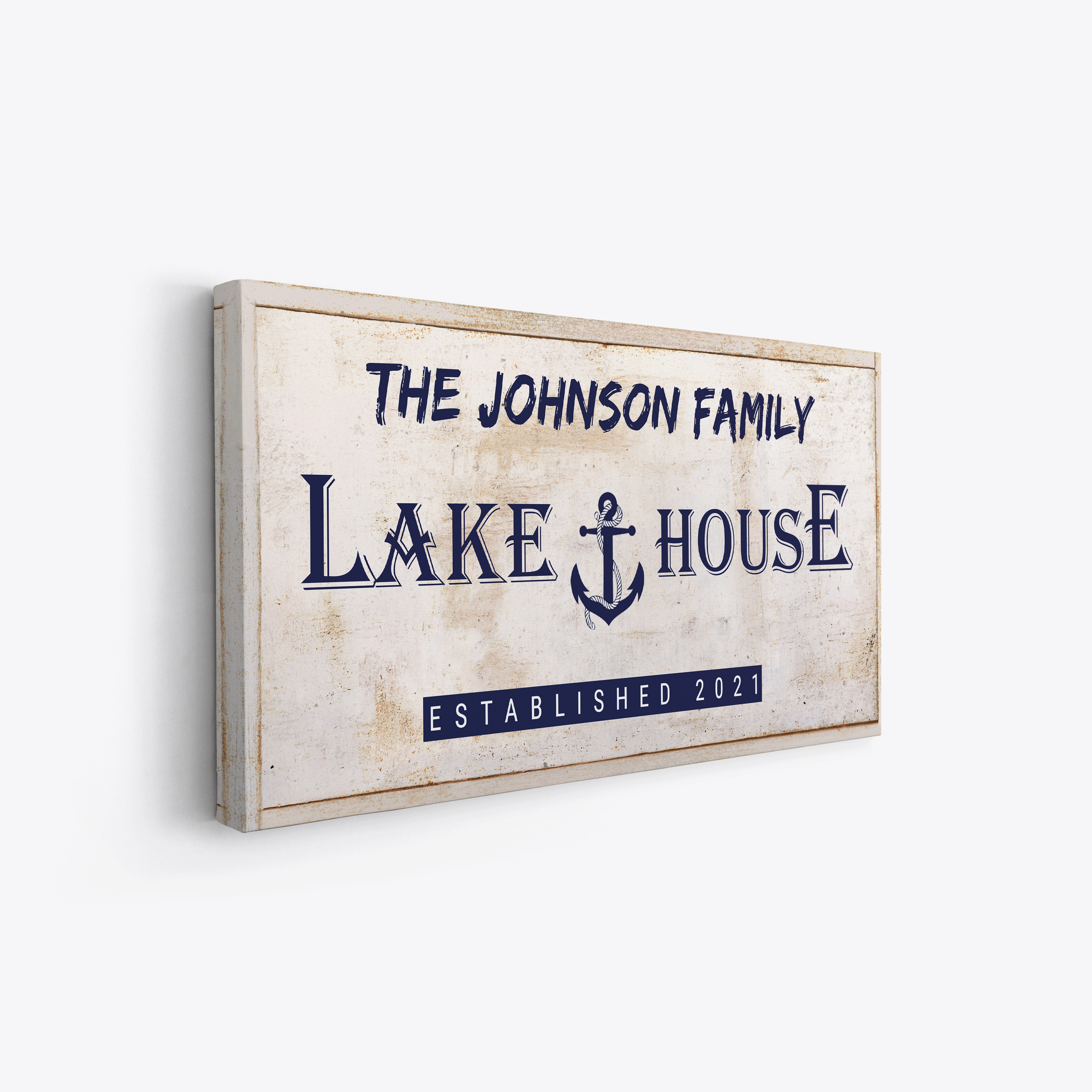 Lake House Anchor-Tan-Family Premium Custom Canvas Wall Art