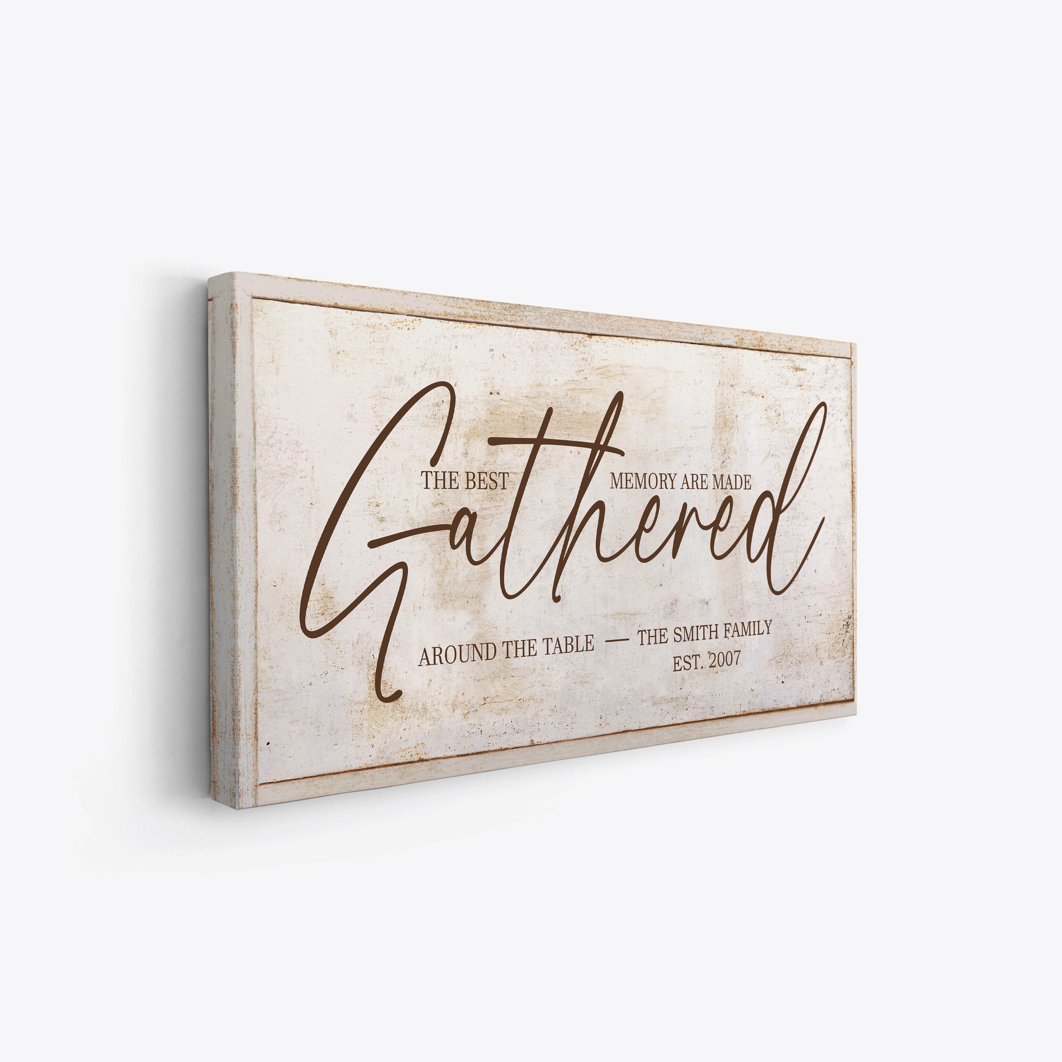 Best Memories Made Gathered Around Table - Tan - Premium Custom Canvas Wall Art