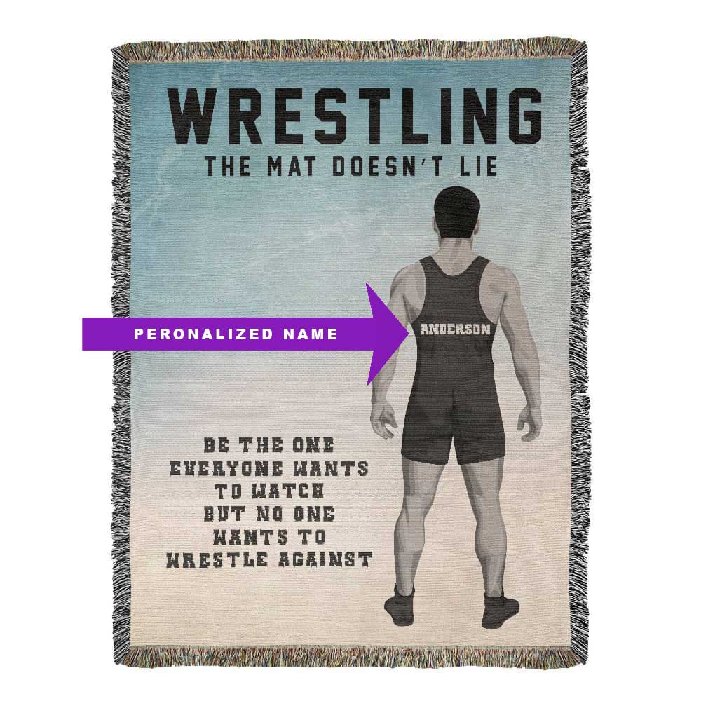 Personalized Boys Wrestling Woven Blanket Custom Athlete Gift Throw