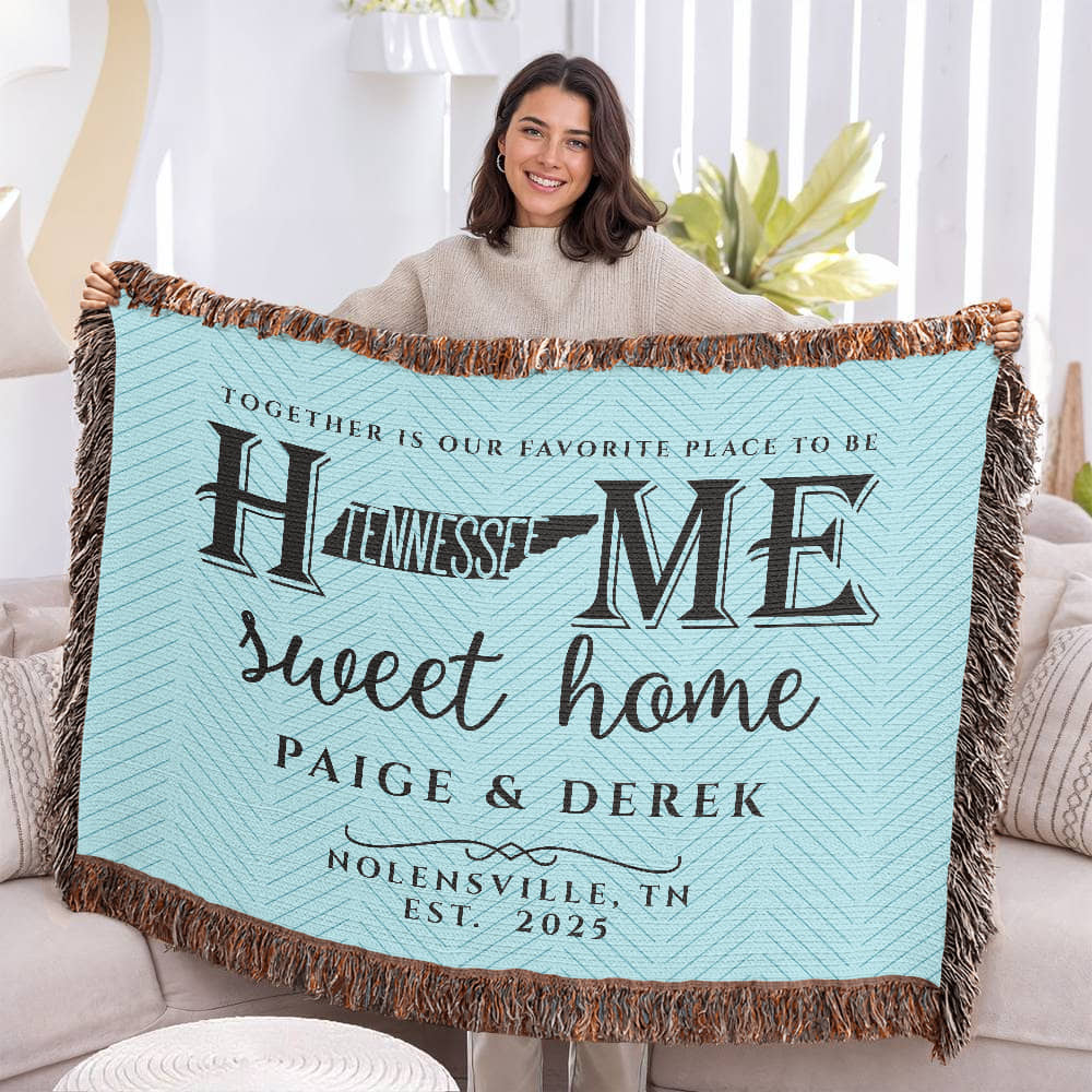 Personalized Tennessee State Woven Blanket – Custom Home Gift for Couples