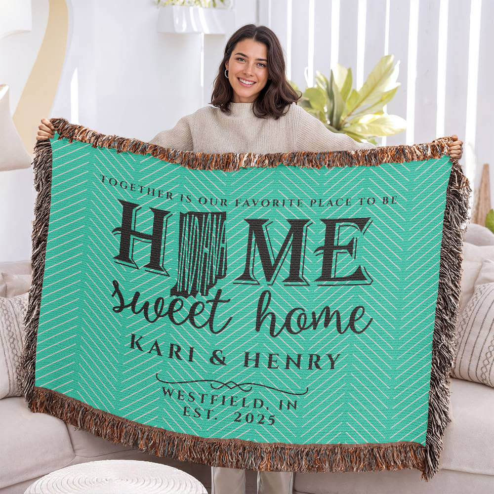 Personalized Indiana Woven Blanket – Custom Home State Throw with Name & Location