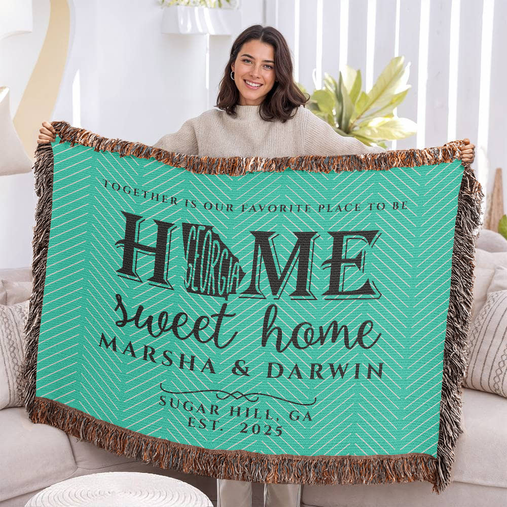 Personalized Georgia Woven Blanket – Custom Home State Throw with Name & Location