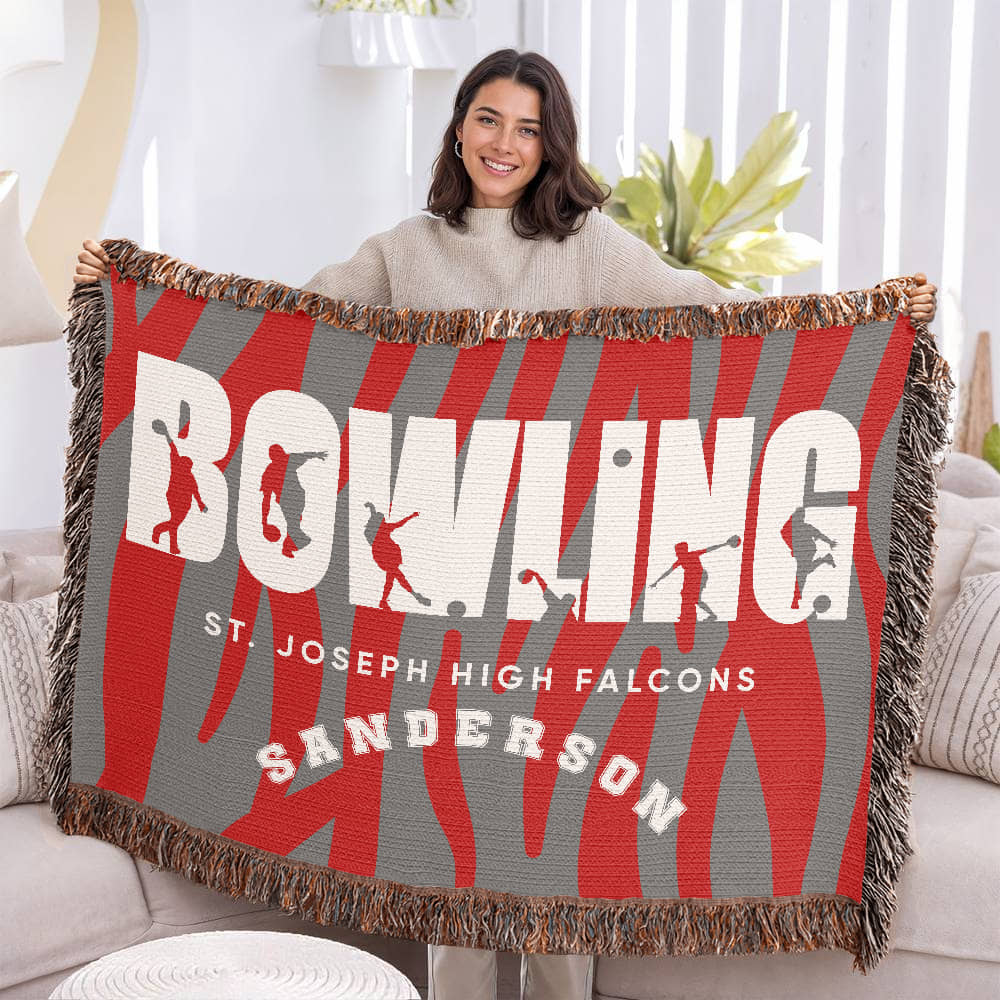Personalized Bowling Woven Blanket Throw – Custom Bowler Gift