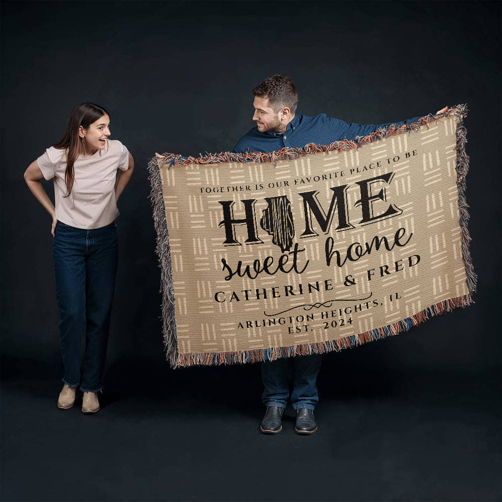Personalized Illinois Woven Blanket – Custom Home State Throw with Name & Location