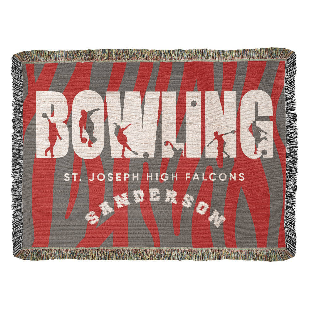 Personalized Bowling Woven Blanket Throw – Custom Bowler Gift