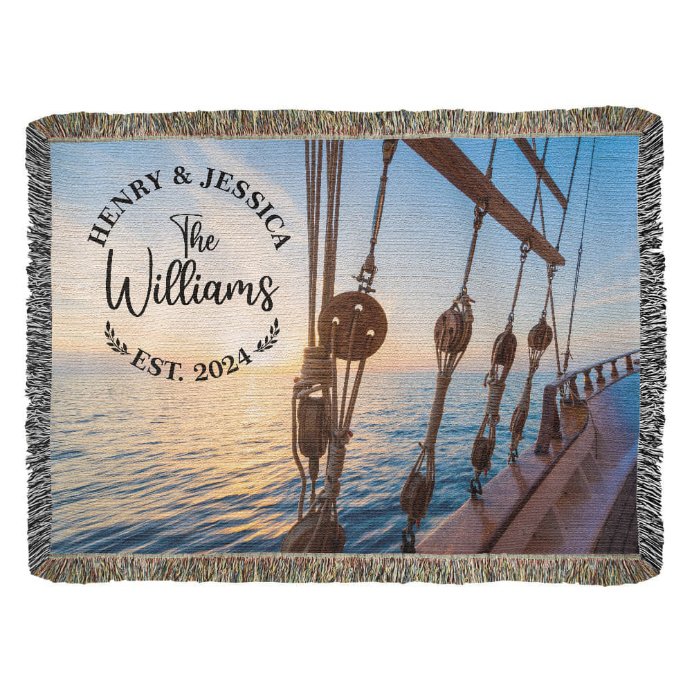 Personalized Sailing Rigging Monogram Blanket Custom Family Name and Date Throw