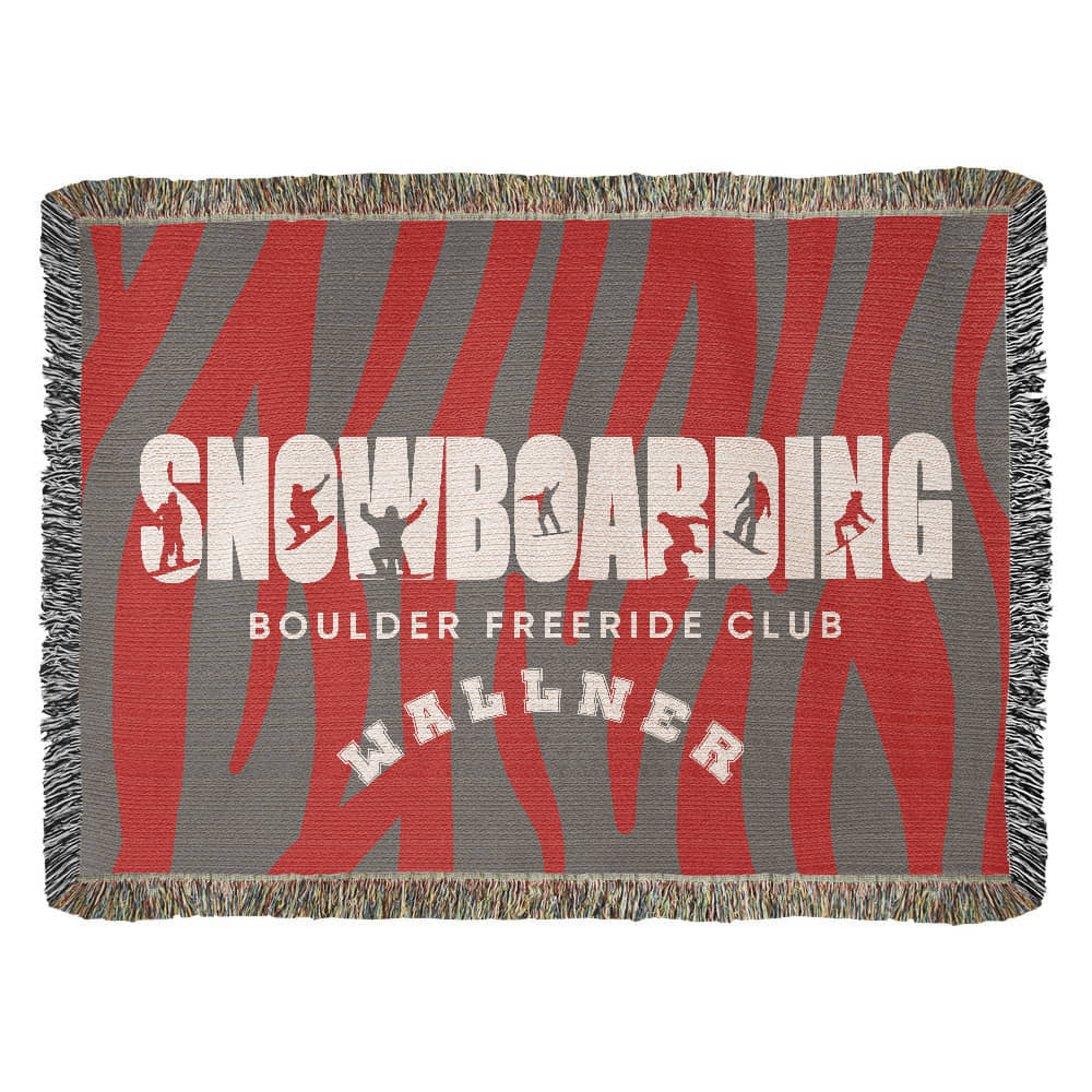 Personalized Snowboarding Woven Blanket Throw – Custom Snowboarder Gift