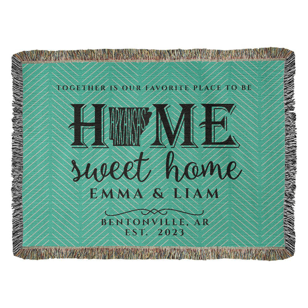 Personalized Arkansas Woven Blanket – Custom Home State Throw with Name & Location