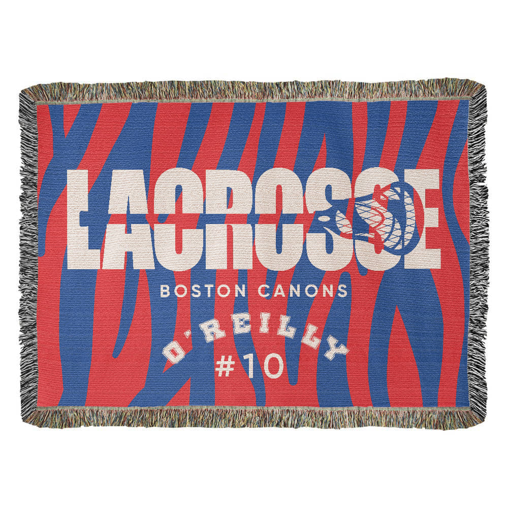 Personalized Lacrosse Player Woven Blanket Throw – Custom Athlete Gift