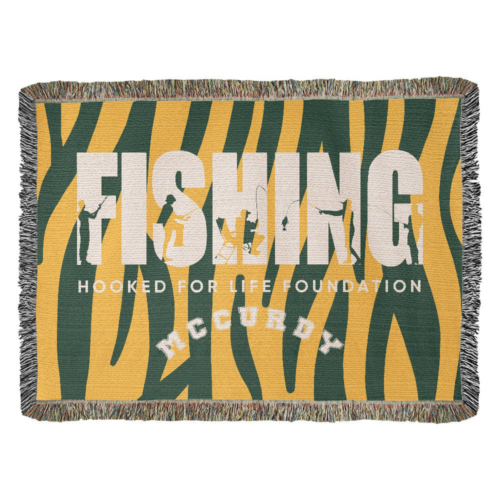 Personalized Fishing Woven Blanket Throw – Custom Outdoor Fisherman Gift
