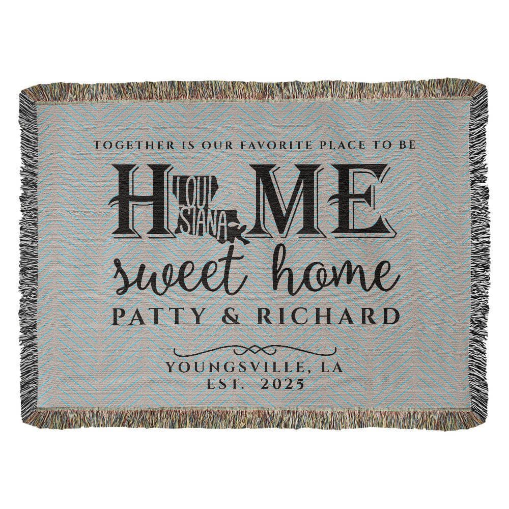 Personalized Louisiana Woven Blanket – Custom Home State Throw with Name & Location