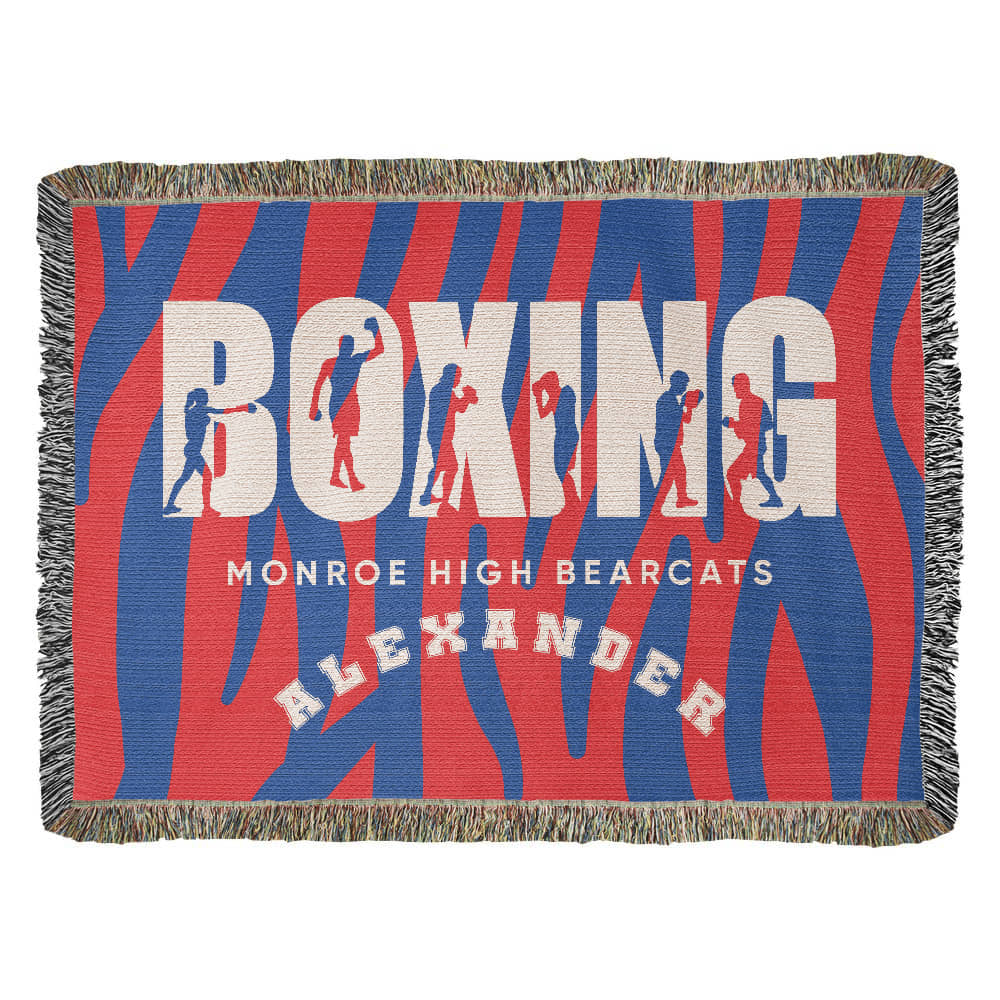 Personalized Boxing Woven Blanket Throw – Custom Boxer Gift