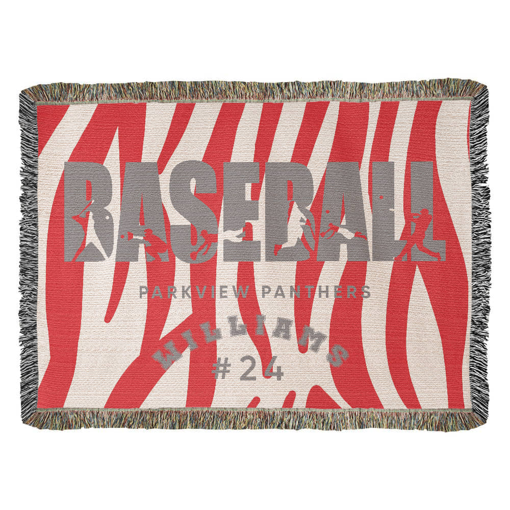Personalized Baseball Player Woven Blanket Throw – Custom Athlete Gift
