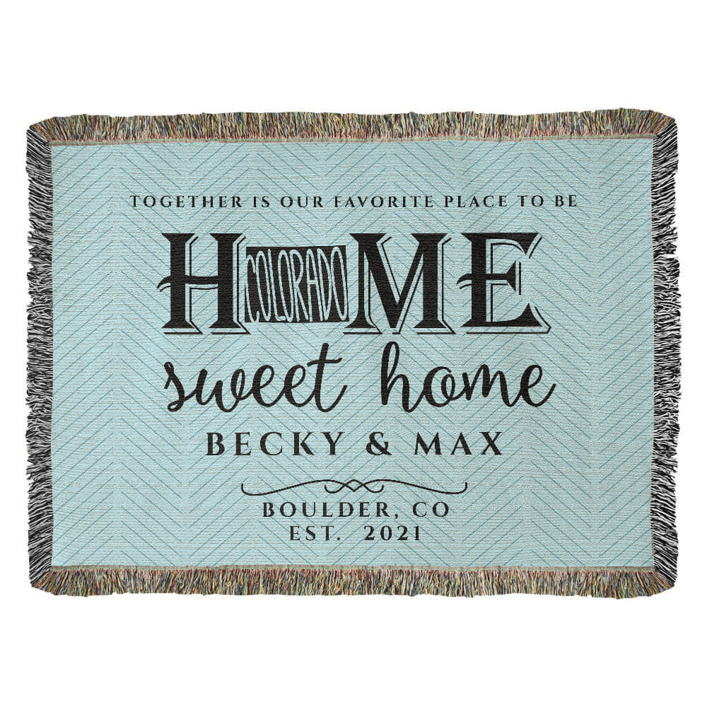 Personalized Colorado Woven Blanket – Custom Home State Throw with Name & Location