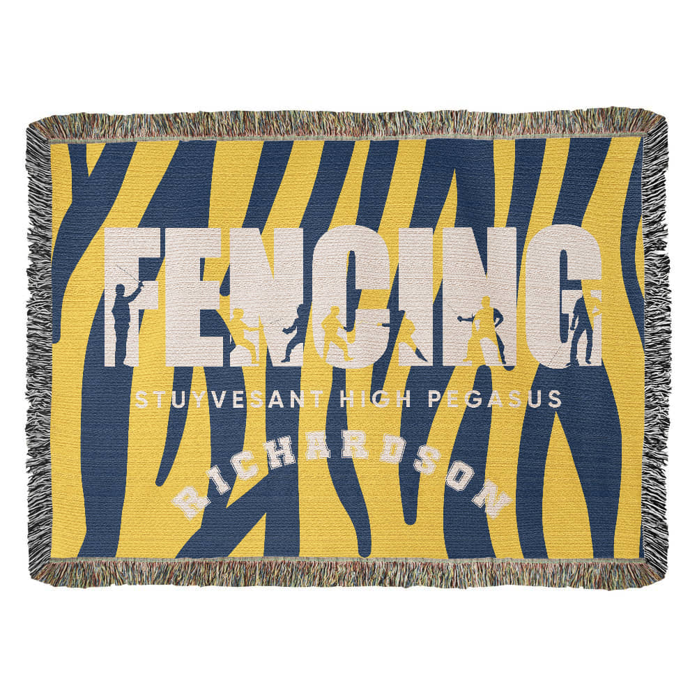 Personalized Fencing Woven Blanket Throw – Custom Fencer Athlete Gift