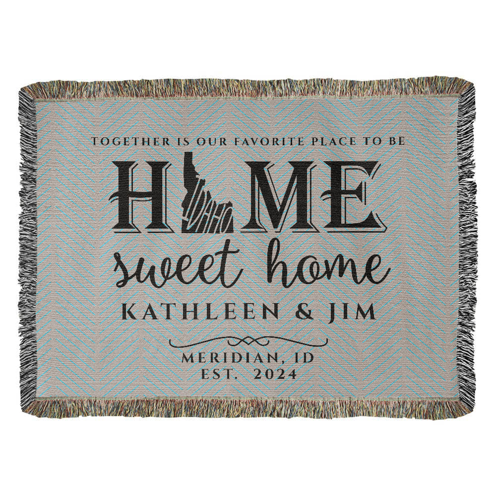 Personalized Idaho Woven Blanket – Custom Home State Throw with Name & Location