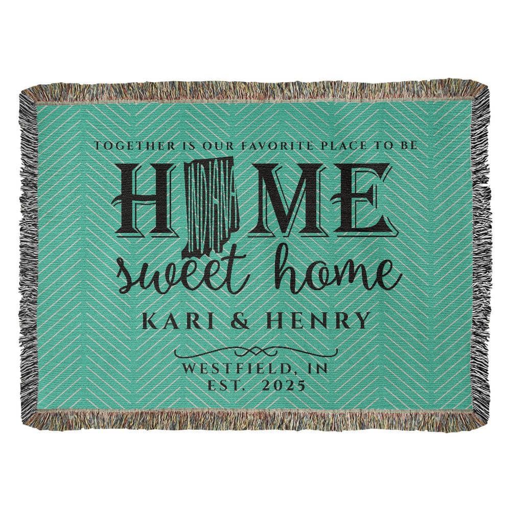 Personalized Indiana Woven Blanket – Custom Home State Throw with Name & Location