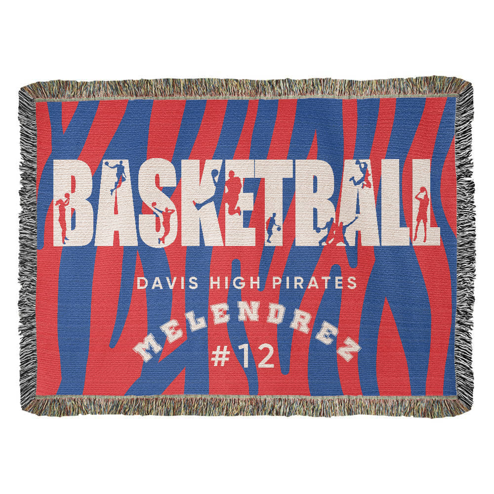 Personalized Basketball Player Woven Blanket Throw – Custom Athlete Gift