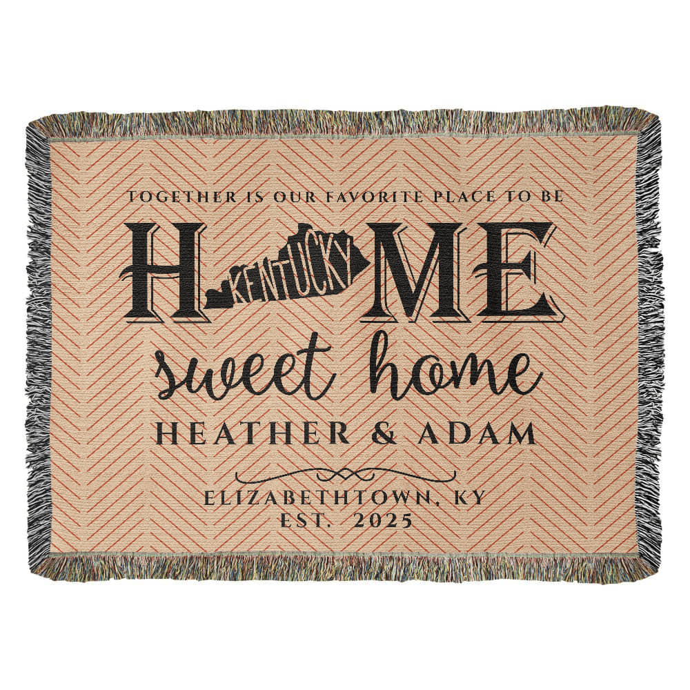 Personalized Kentucky Woven Blanket – Custom Home State Throw with Name & Location