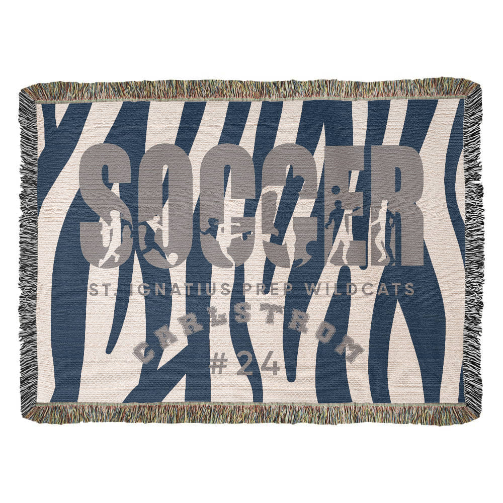 Personalized Soccer Player Woven Blanket Throw – Custom Athlete Gift