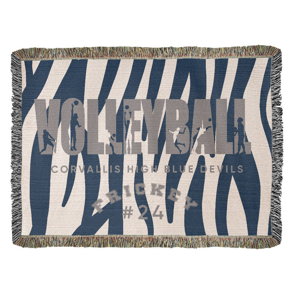 Personalized Volleyball Player Woven Blanket Throw – Custom Athlete Gift