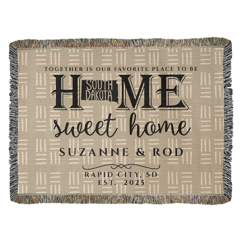 Personalized South Dakota State Woven Blanket – Custom Home Gift for Couples