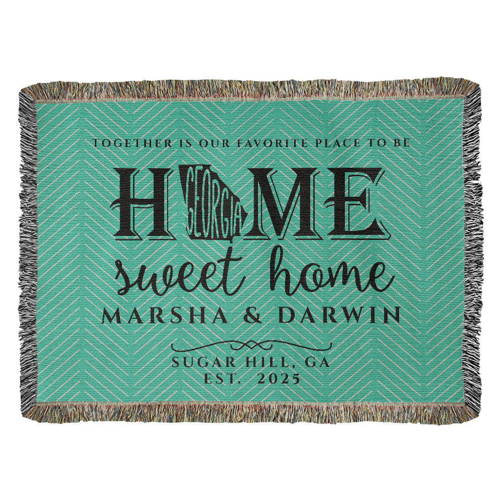 Personalized Georgia Woven Blanket – Custom Home State Throw with Name & Location