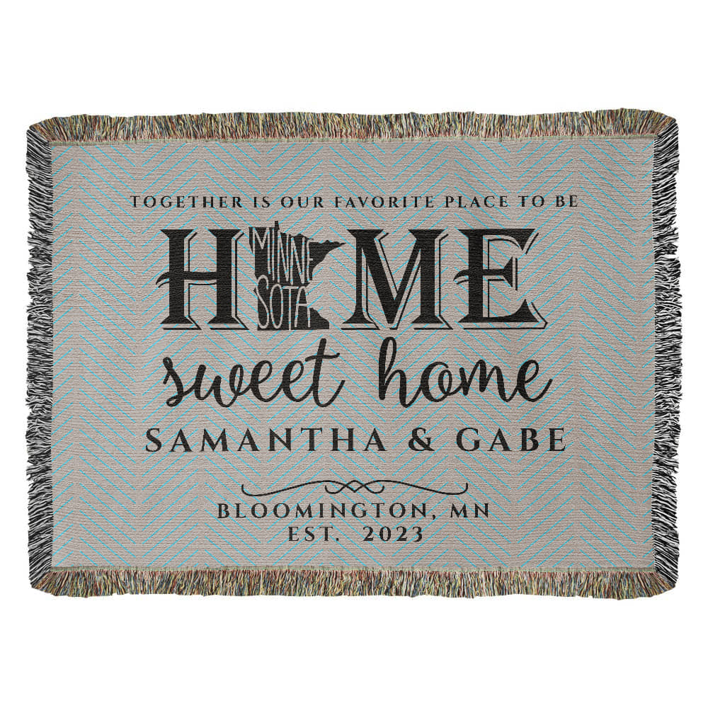 Personalized Minnesota Woven Blanket – Custom Home State Throw with Name & Location
