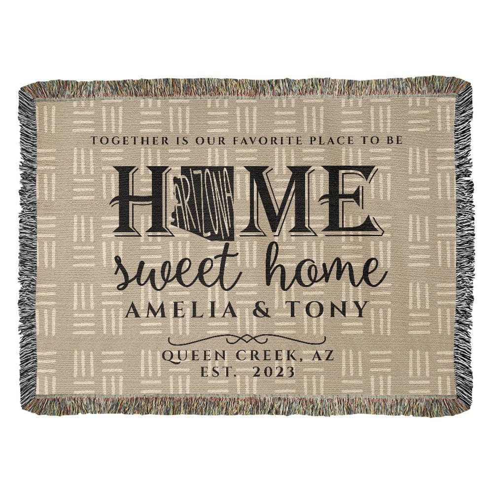 Personalized Arizona Woven Blanket – Custom Home State Throw with Name & Location