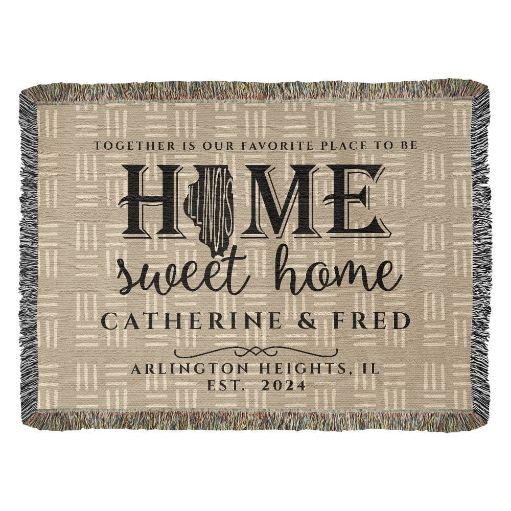 Personalized Illinois Woven Blanket – Custom Home State Throw with Name & Location