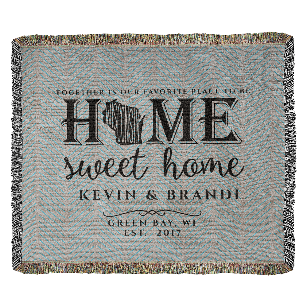Personalized Wisconsin State Woven Blanket – Custom Home Throw for Couples