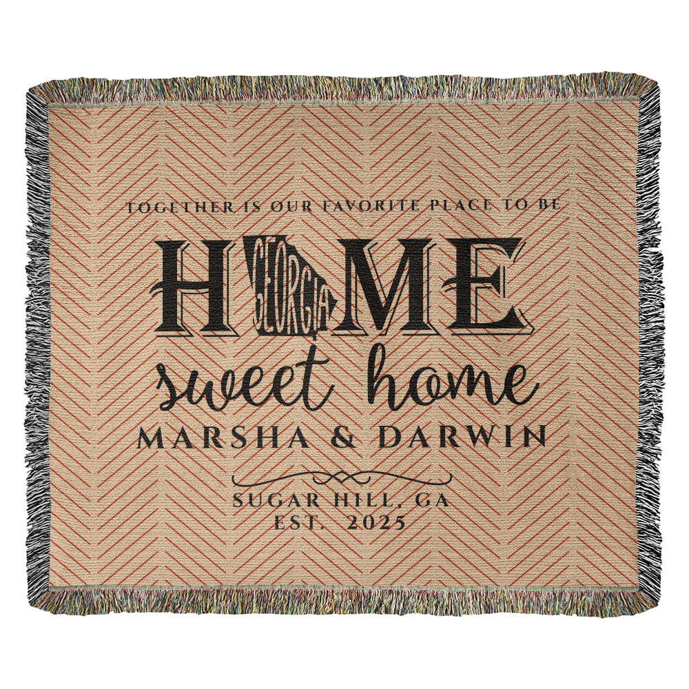 Personalized Georgia Woven Blanket – Custom Home State Throw with Name & Location