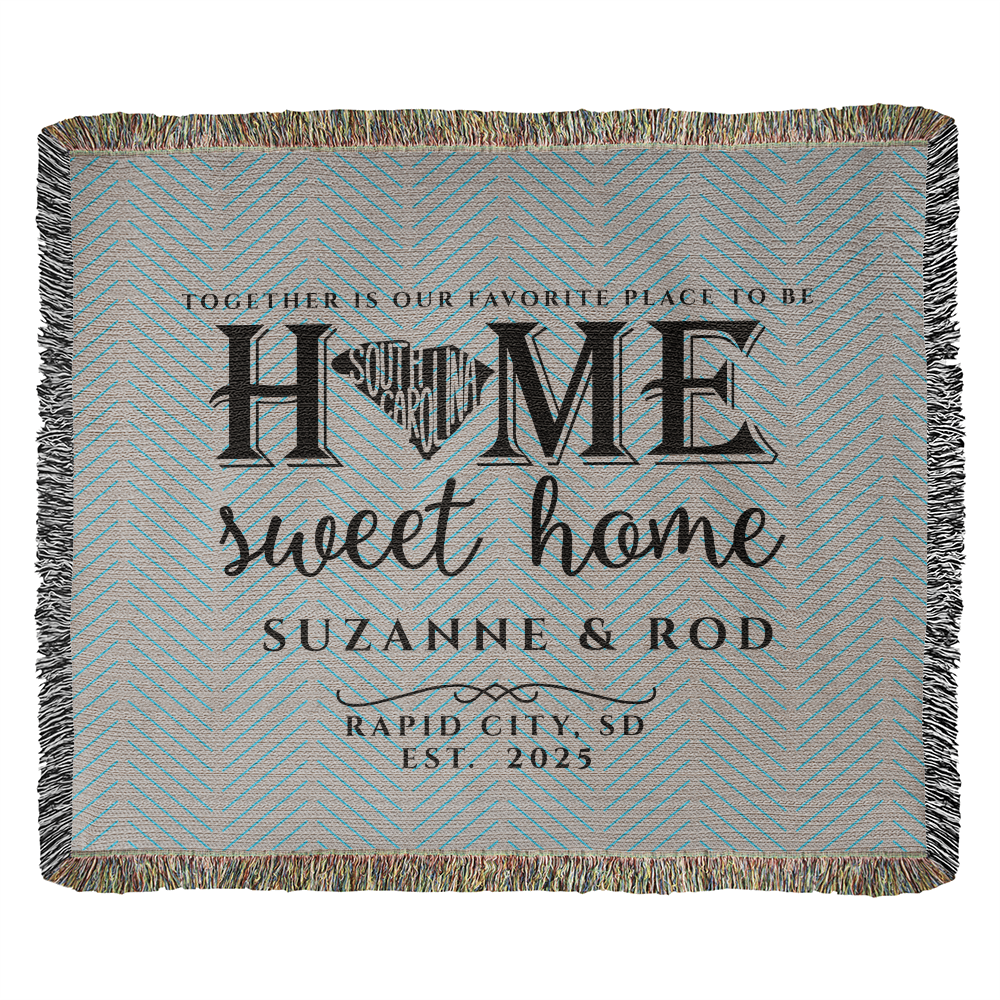 Personalized South Dakota State Woven Blanket – Custom Home Gift for Couples