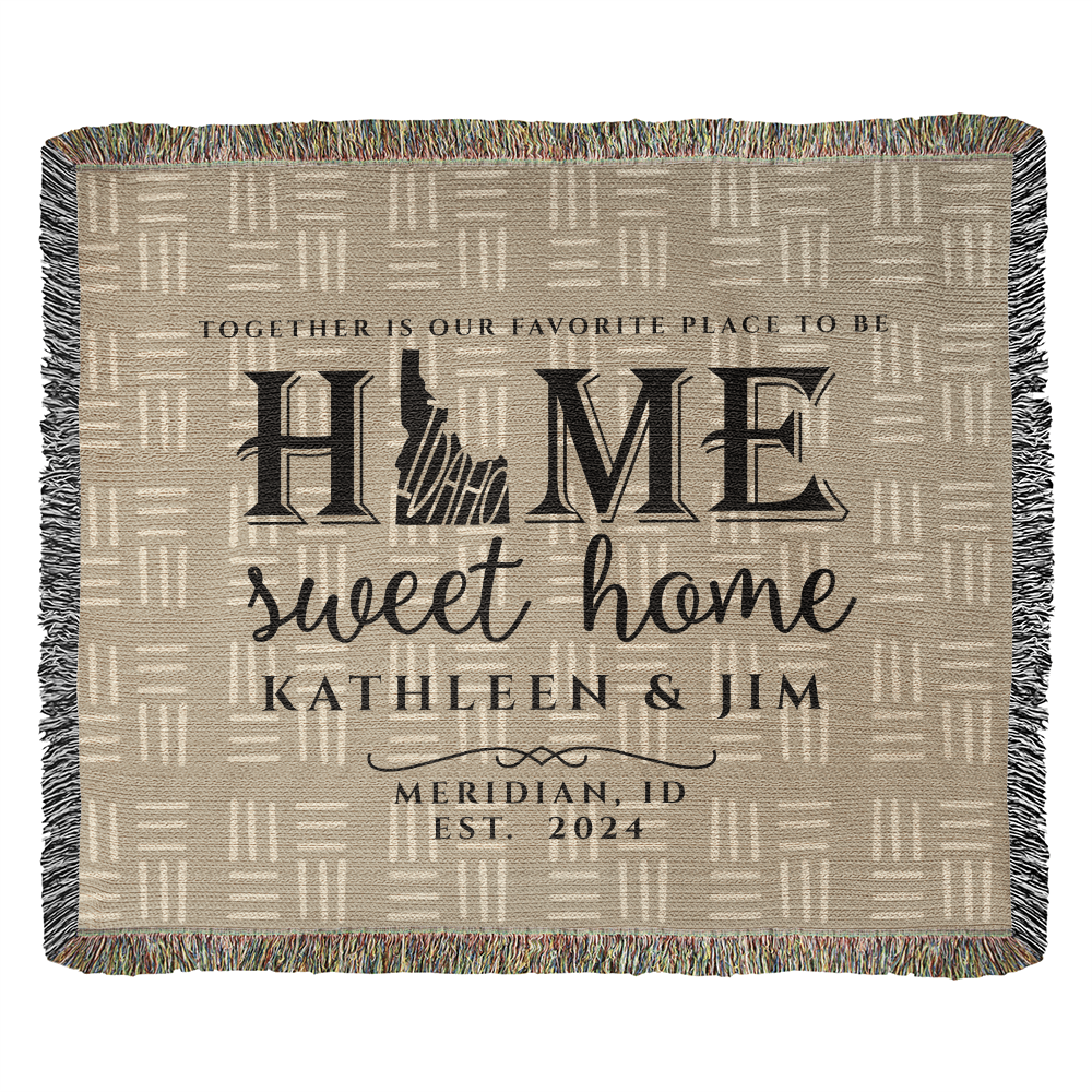 Personalized Idaho Woven Blanket – Custom Home State Throw with Name & Location