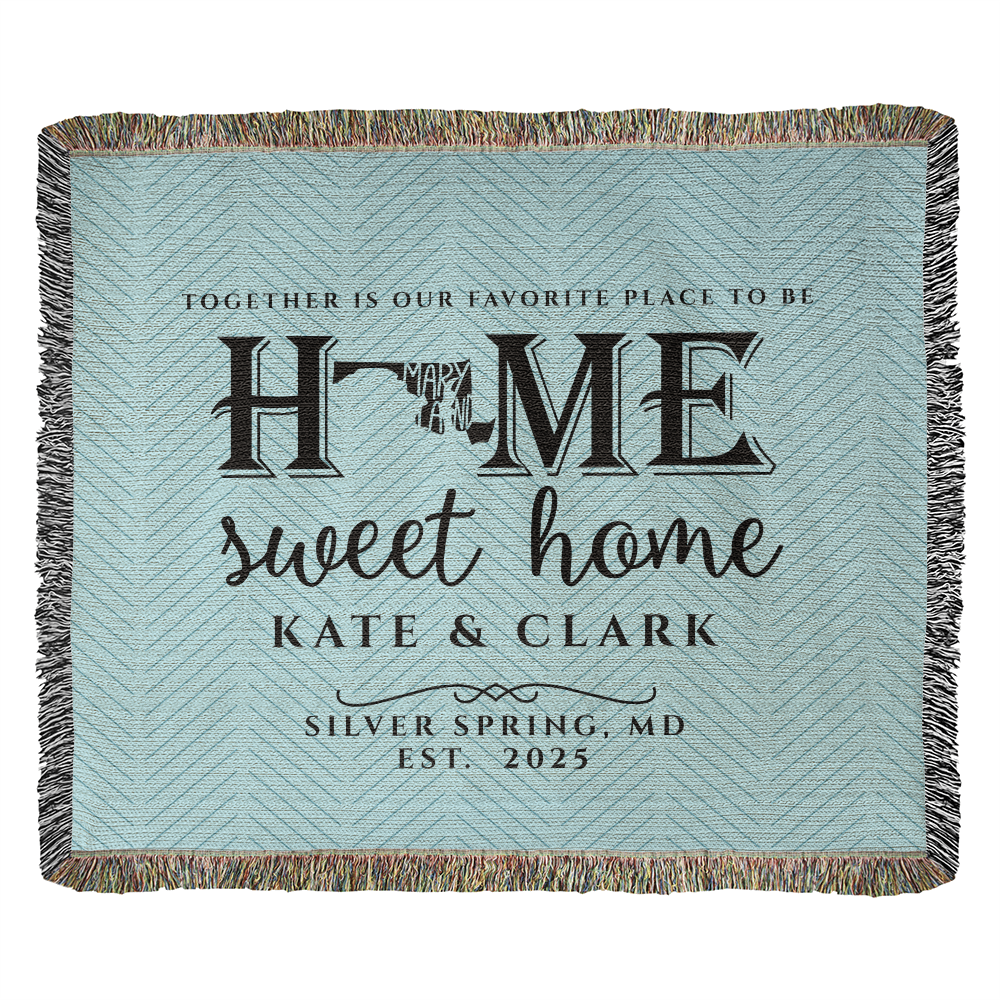 Personalized Maryland Woven Blanket – Custom Home State Throw with Name & Location