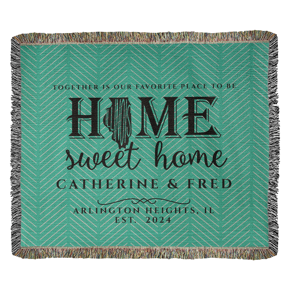 Personalized Illinois Woven Blanket – Custom Home State Throw with Name & Location