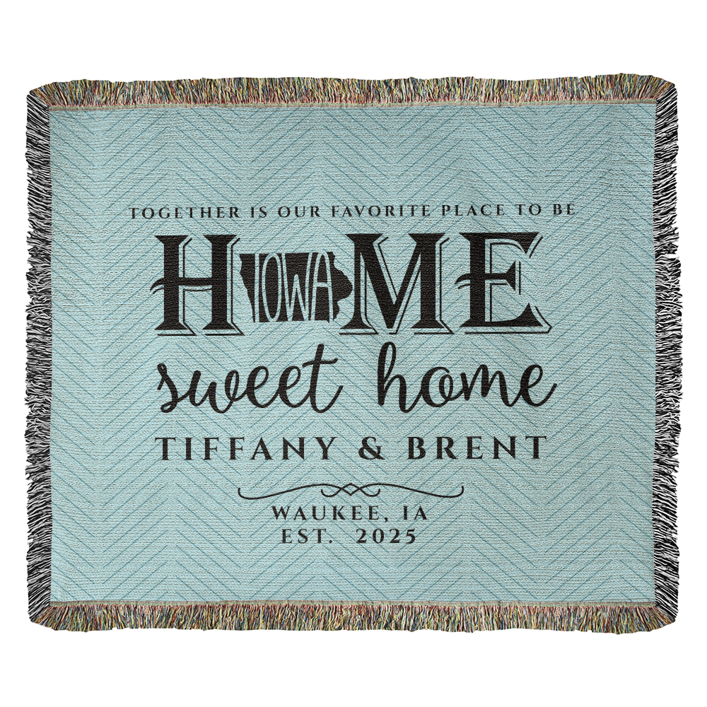 Personalized Iowa Woven Blanket – Custom Home State Throw with Name & Location