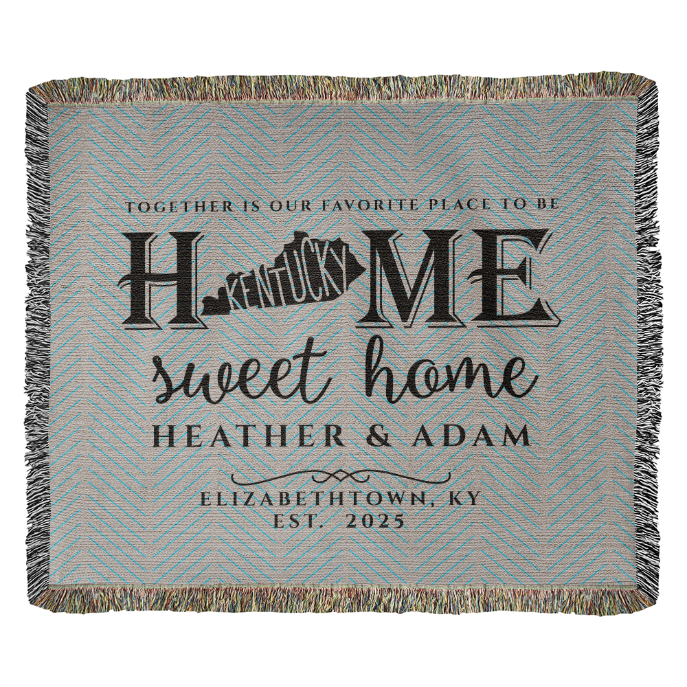 Personalized Kentucky Woven Blanket – Custom Home State Throw with Name & Location