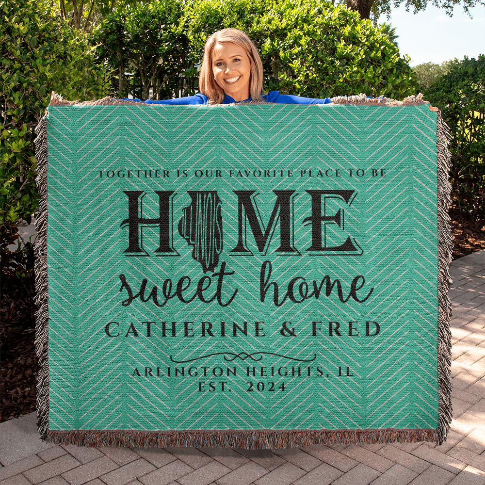 Personalized Illinois Woven Blanket – Custom Home State Throw with Name & Location